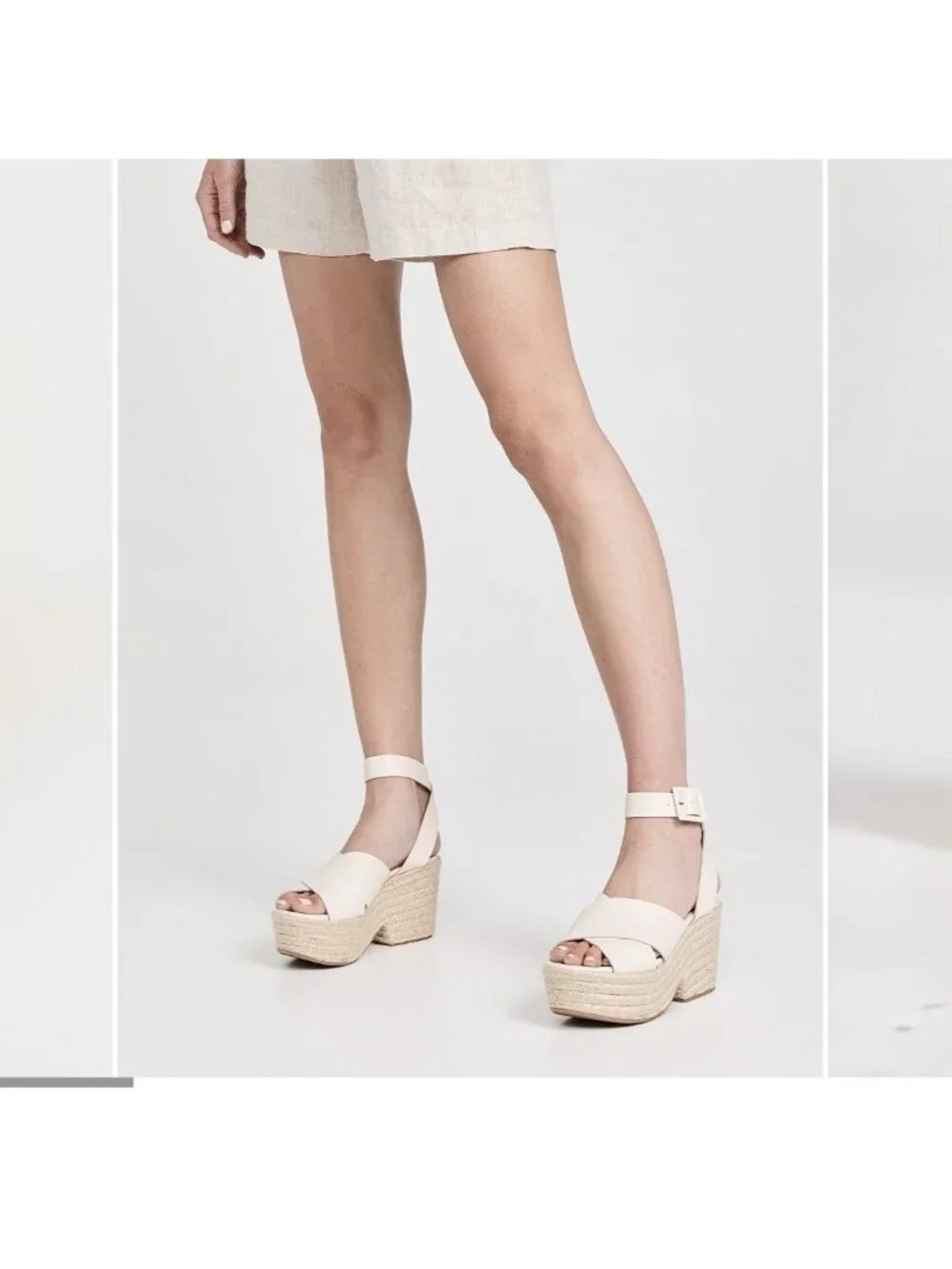 ALOHAS Lyla Cream Leather Espadrilles Platform Sandals Size 40